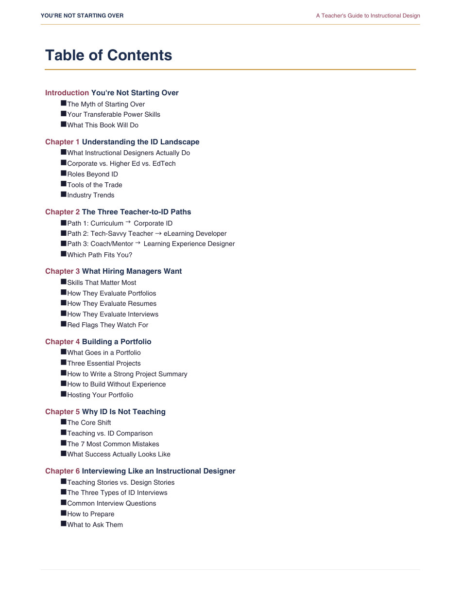 Table of contents preview